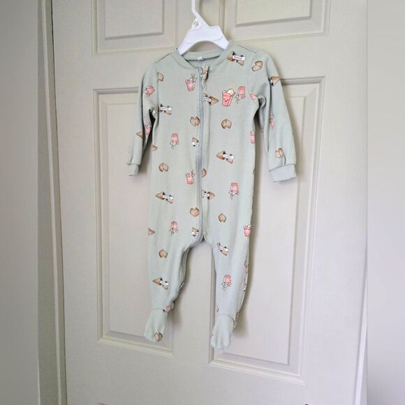 2/$15 Pekkle Mint Green Cotton Sleeper Size 12 M - Picture 1 of 4